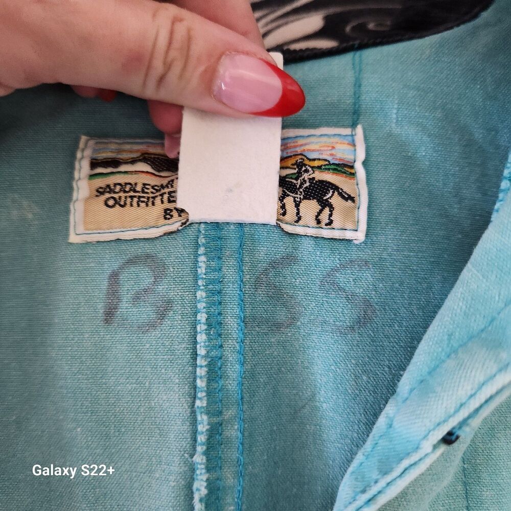 Saddlesmith Outfitters Western Duster Jacket Teal Canvas Ranch Coat Small - Picture 2 of 5